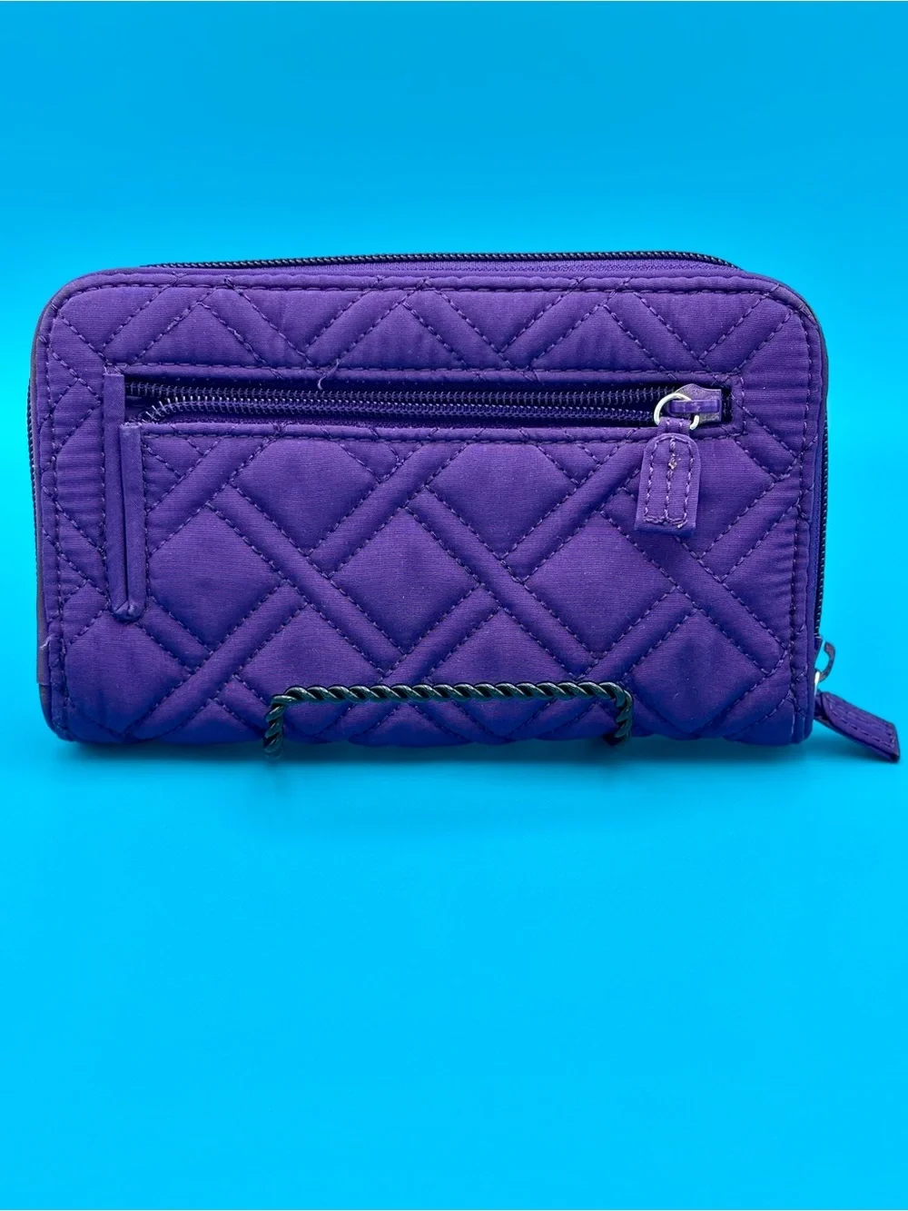 Vera Bradley Quilted Purple Zip Wallet with Turn-Lock Detail